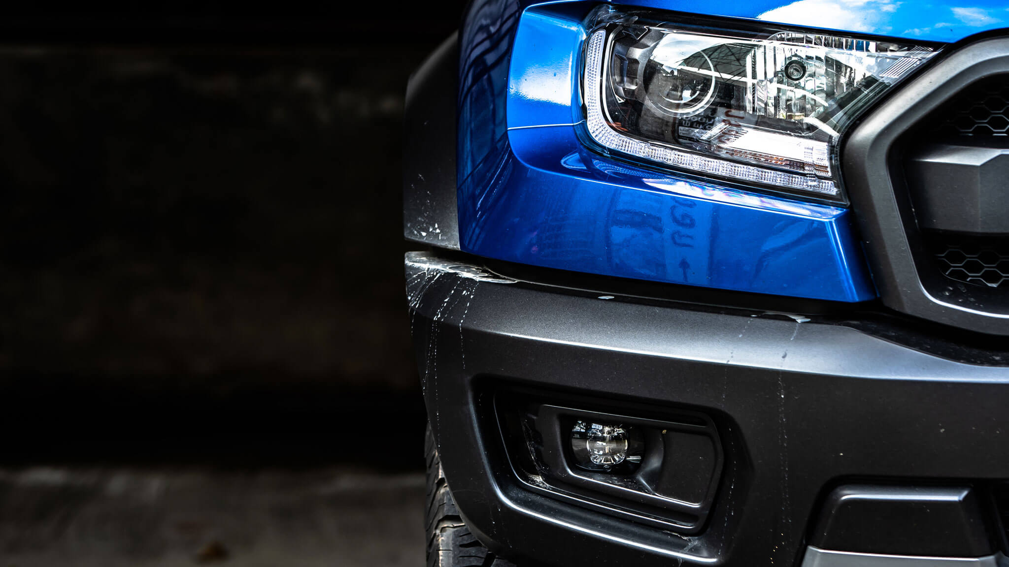 Front Of Blue Car